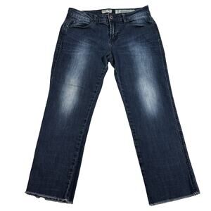 Indigo Rein Crop Jeans Women’s Size 11 Dark Wash Frayed Hem Stretch Denim